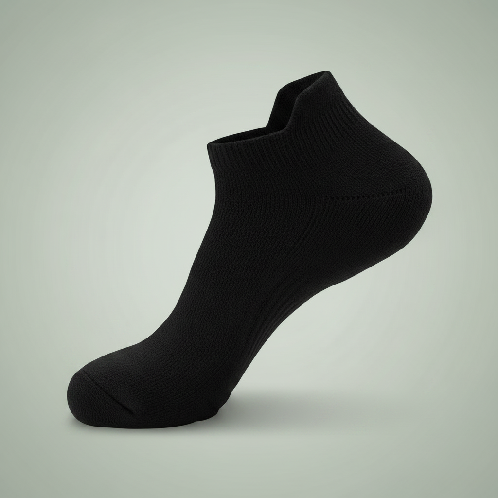 Black Ankle Sock – Light Sage Green-Gray Background