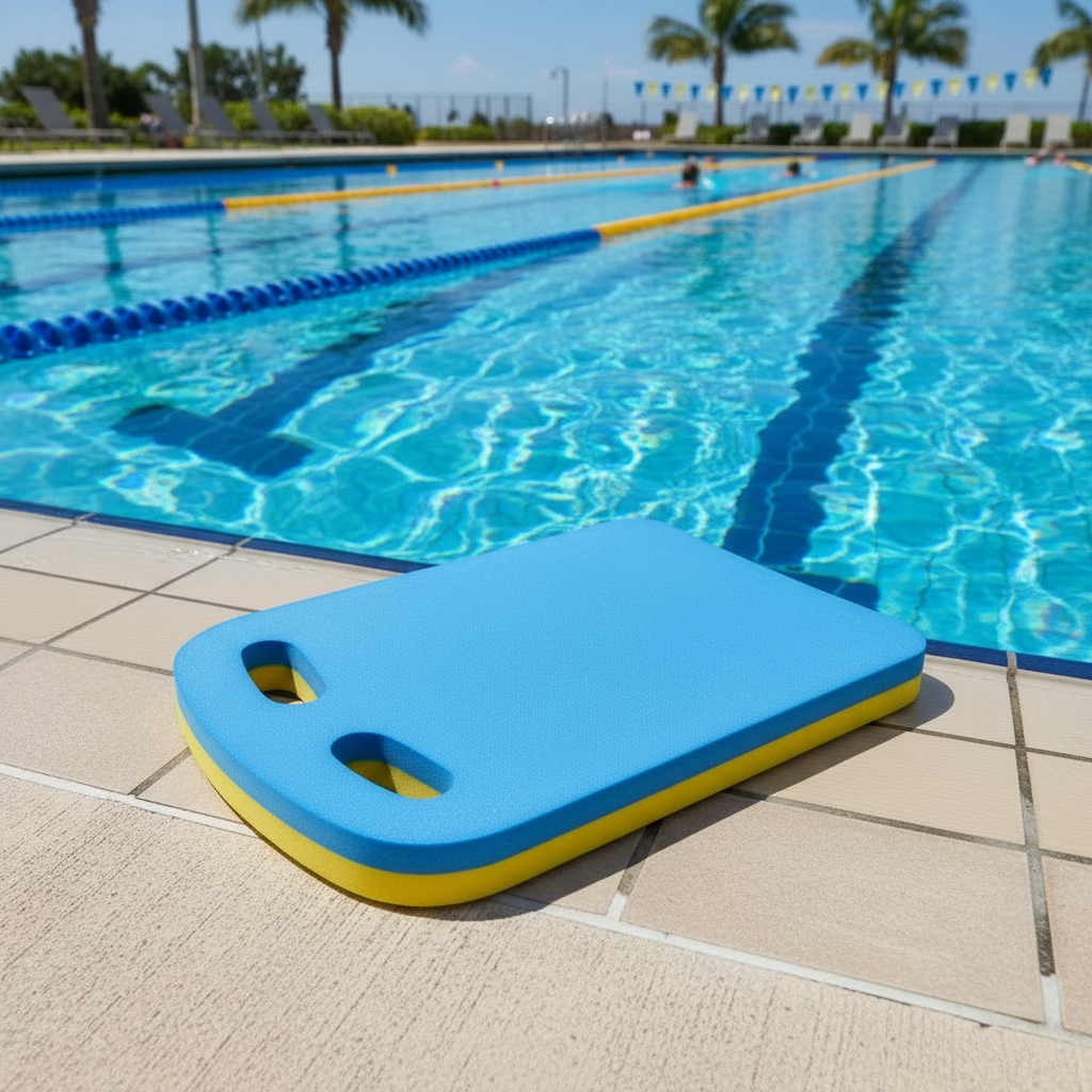 Blue Yellow Kickboard Pool Deck