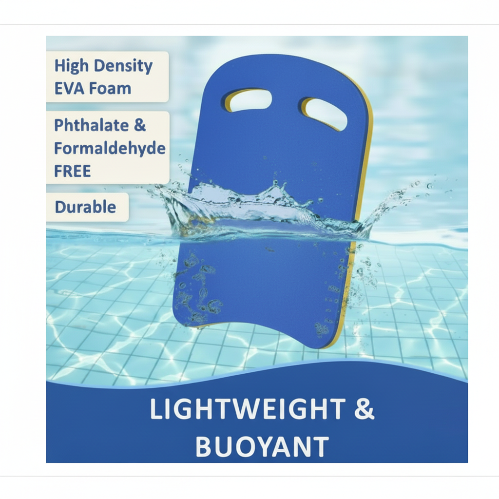 Kickboard Lightweight Buoyant Blue Yellow Rim