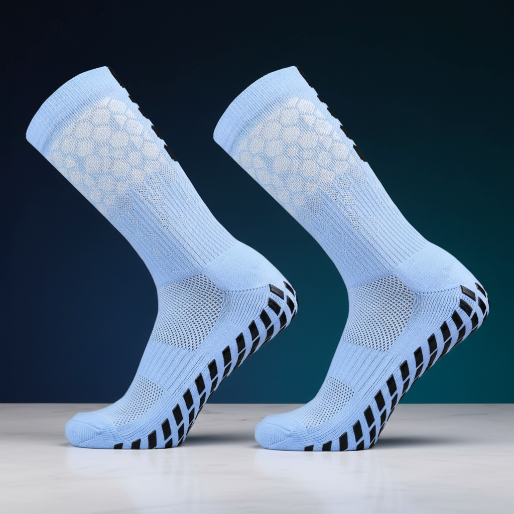 Light Blue Grip Socks