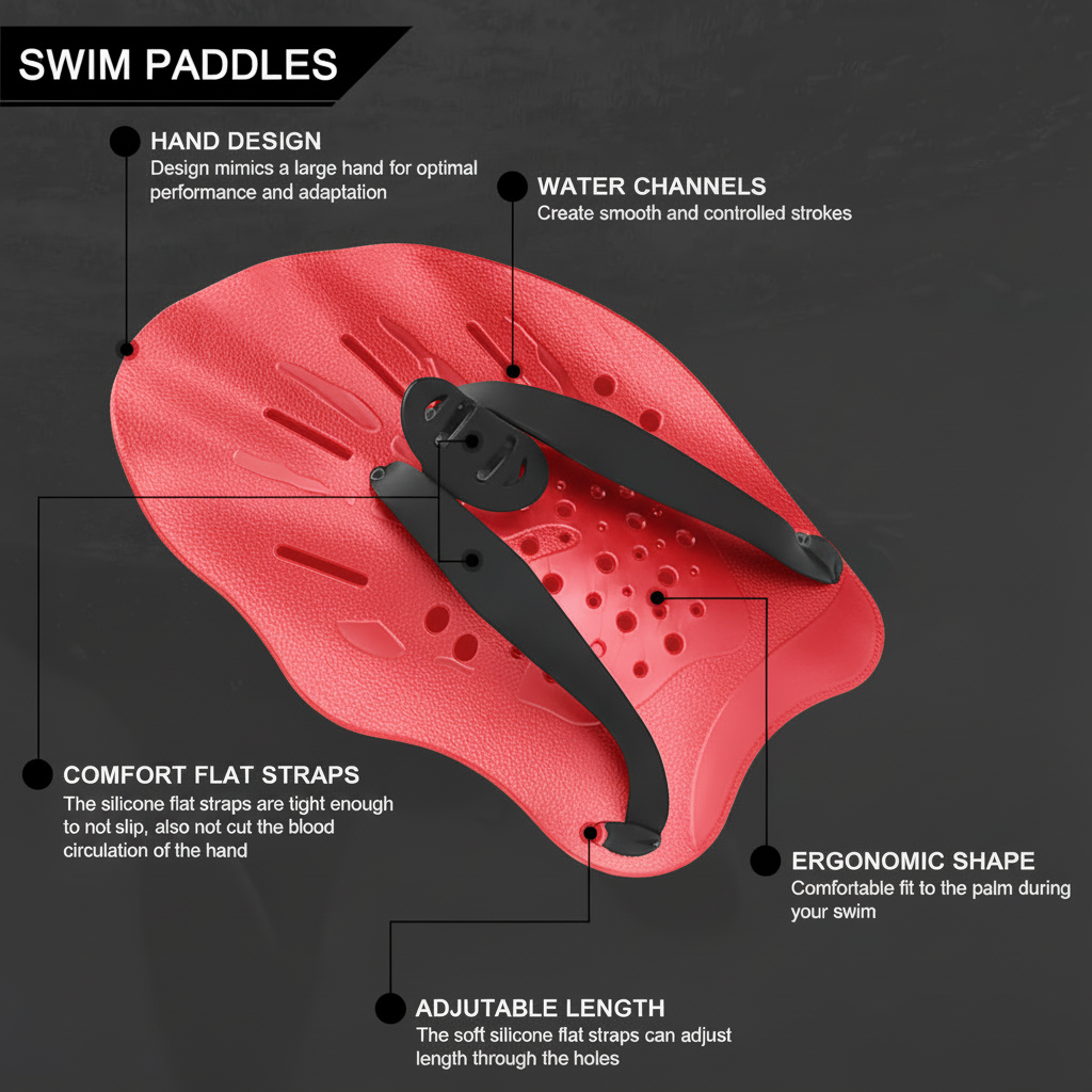 Red Swim Paddle Feature Infographic