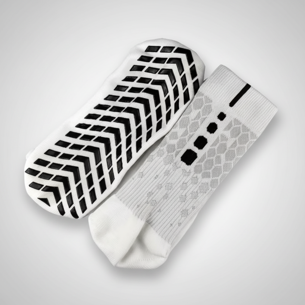 White Athletic Grip Socks – Studio Shot